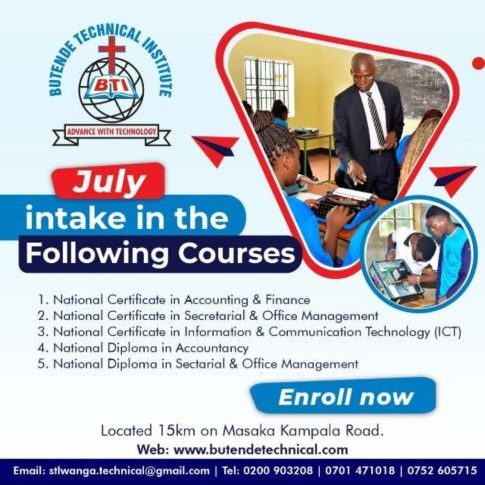 Butende Technical Institute July Intake Advertisement